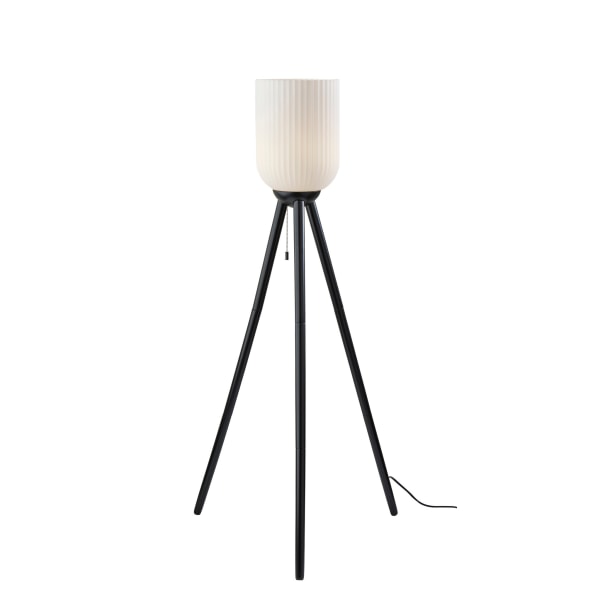 Adesso Kinsley Floor Lamp, 57-1/2""H, Frosted Ribbed Glass Shade/Black -  1630-01