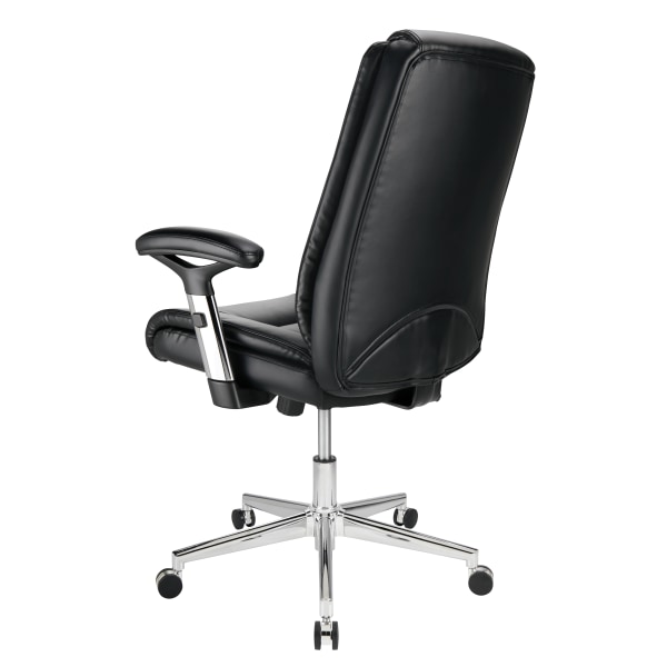 RealspaceÂ® Densey Bonded Leather Mid-Back Manager's Chair, Black/Silver - Zerbee