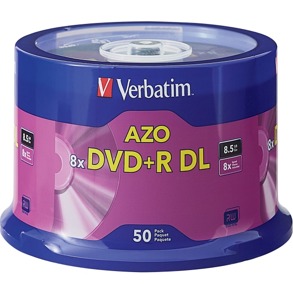 Verbatim® DVD+R DL Branded Surface Spindle, 8.5GB, Pack Of 50 -  97000