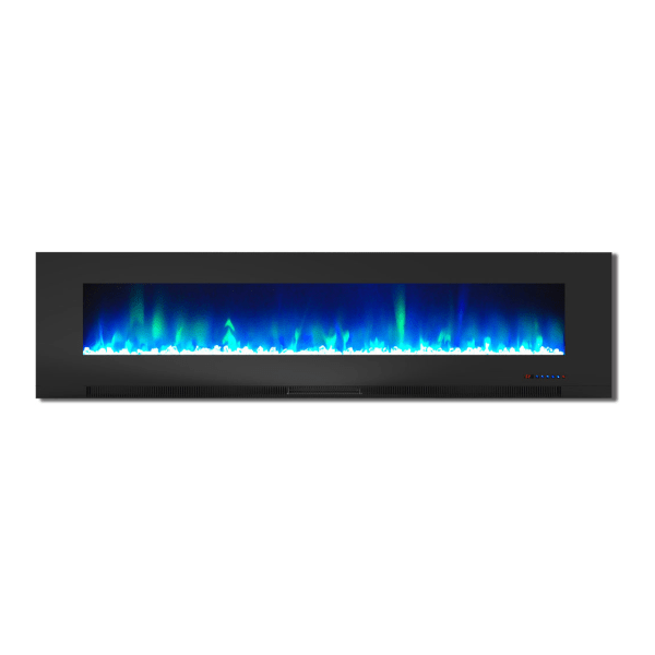 Cambridge® Wall-Mount Electric Fireplace With Multicolor Flame And Crystal Rock Display, 78"", Black -  CAM78WMEF-1BLK