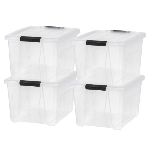 Iris USA® Weathertight Storage Boxes, 32-Quart, 19-1/16""L x 15-3/16""W x 13-1/4""H, Clear, Pack Of 4 Boxes -  500297