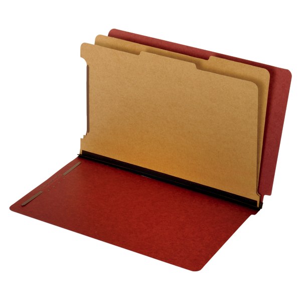Pendaflex� Pressboard End-Tab Classification Folders, 2 1/2" Expansion, Legal Size, Red, Box Of 10 Folders