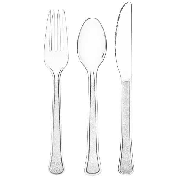 UPC 192937251638 product image for Amscan Boxed Heavyweight Cutlery Assortment, Clear, 200 Utensils Per Pack, Case  | upcitemdb.com