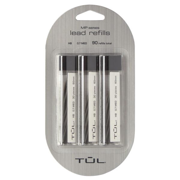 TUL Lead Refills, 0.7 mm, HB Hardness, 30 Leads Per Tube, Pack Of 3 Tubes