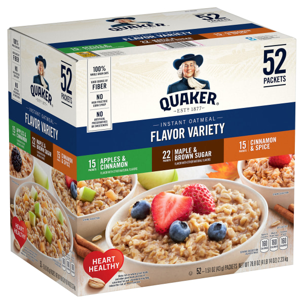 UPC 030000316818 product image for Quaker Oatmeal Flavor Variety Pack, Box of 52 | upcitemdb.com