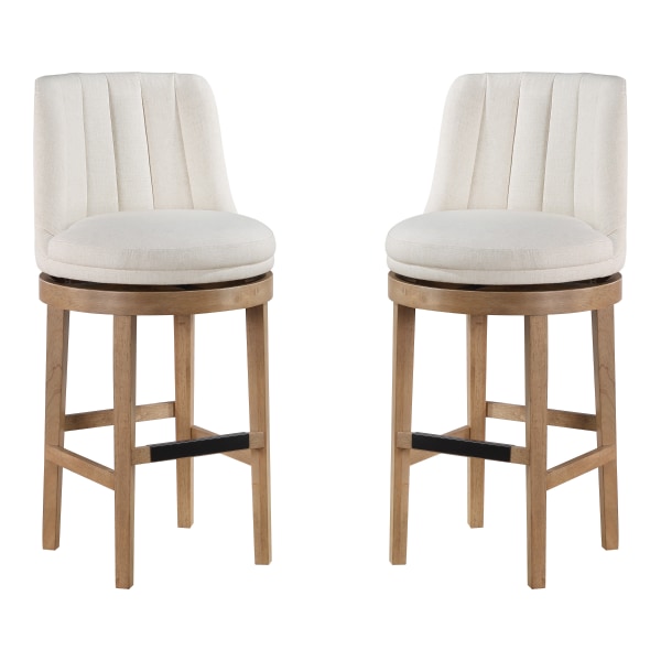 OSP Home Furnishings - Rowan 2-Pack Swivel Barstool - Linen/Medium Oak