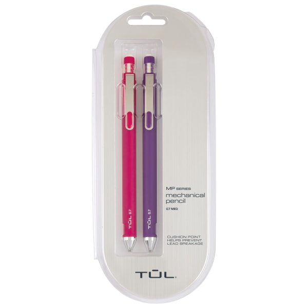 TUL Mechanical Pencils, 0.7 mm, Pink & Purple Barrels, Pack Of 2 Pencils