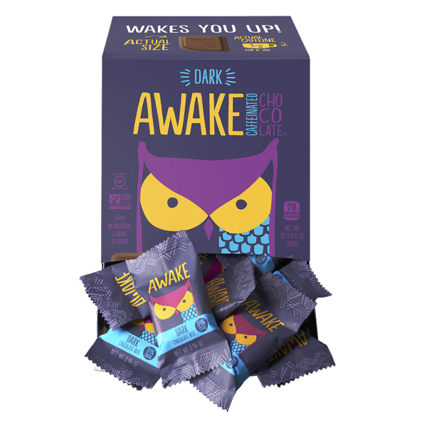 AWAKE Caffeinated Dark Chocolate Bites, 0.53 Oz, Pack Of 50 Bites -  A00458U