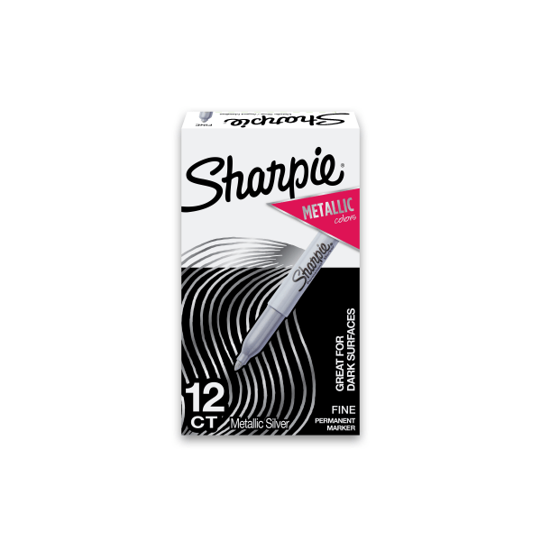 Sharpie Metallic Permanent Markers  Fine Point  Silver  12 Count