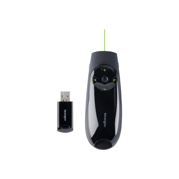 Kensington Presenter Expert Green Laser with Cursor Control  Presentation remote control  4 buttons  RF  black