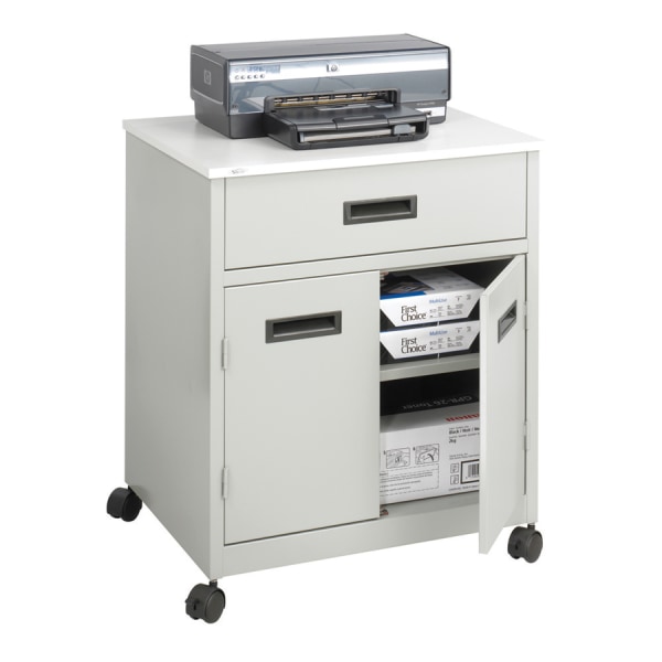 Safco 1870GR Steel Machine Stand w/Pullout Drawer  25w x 20d x 29-3/4h  Gray