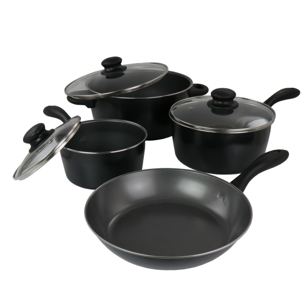 UPC 085081509444 product image for Gibson Home Armada 7-Piece Carbon Steel Non-Stick Cookware Set, Black | upcitemdb.com