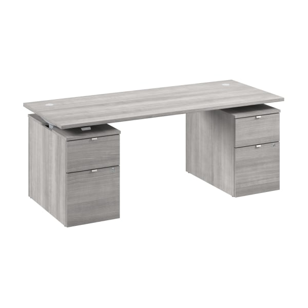Stratus 72W x 30D Electric Height Adjustable Standing Desk with Drawers, Platinum Gray, Standard Delivery