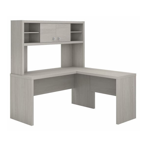 kathy ireland® Office by Bush Business Furniture Echo L Shaped Desk With Hutch, Gray Sand, Standard Delivery -  Kathy Ireland Office, ECH031GS
