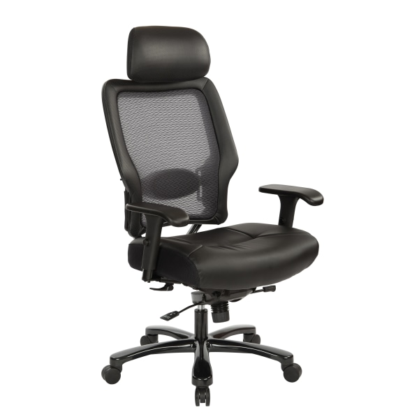 Office Star™ Space Seating 63 Series Bonded Leather Executive Big And Tall High-Back Chair With Headrest, Black