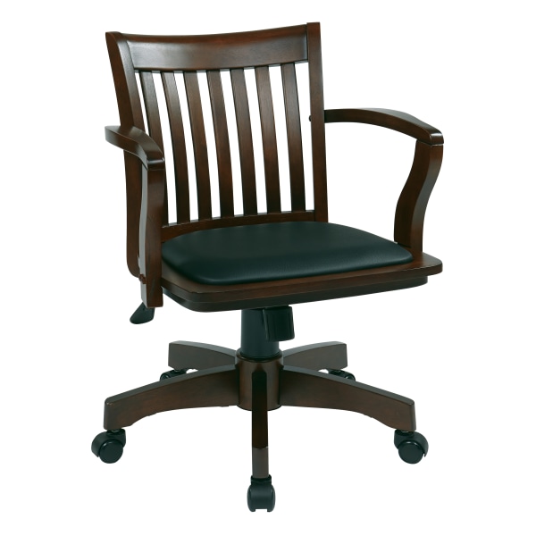 Office Star Deluxe Wood Bankers Chair With Padded Seat, Black/Espresso