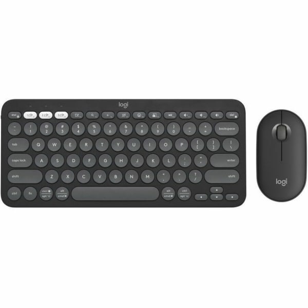 Pebble 2 Combo Keyboard & Mouse - USB Type A Wireless Bluetooth Keyboard - Tonal Graphite - USB Type A Wireless Bluetooth Mouse