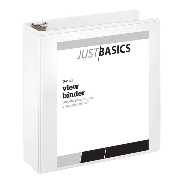 Just Basics� View 3-Ring Binder, 3" D-Rings, White