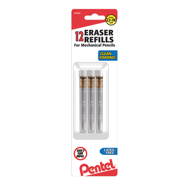 UPC 072512054055 product image for Pentel® Eraser Refills For Mechanical Pencils, White, Pack Of 12 | upcitemdb.com