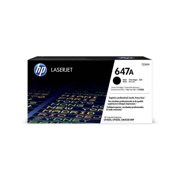 HP 647A Black Standard Yield Toner Cartridge, Prints Up to 8,500 Pages (CE260A) | Quill