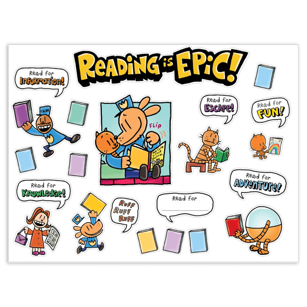 ISBN 9781338626124 product image for Scholastic® Teacher's Friend Dog Man Reading Is Epic! Bulletin Board Set, Grades | upcitemdb.com