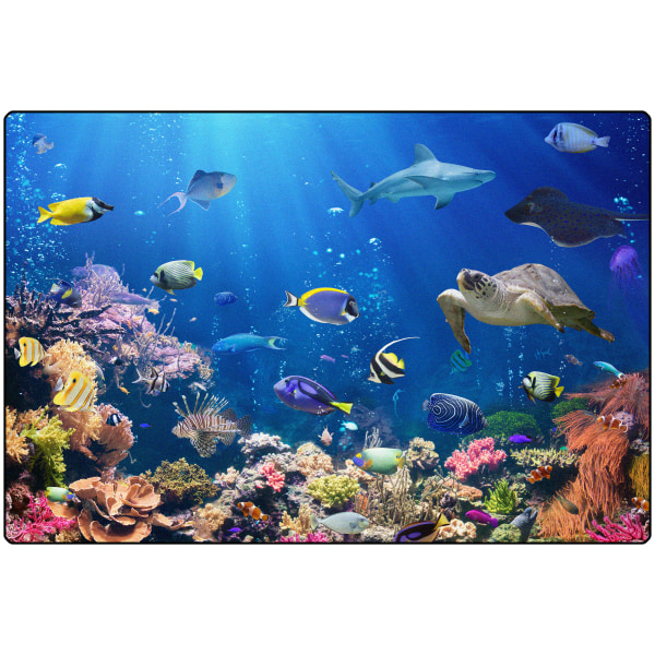 Carpets for Kids® Pixel Perfect Collection™ Explore The Ocean Map Activity Rug, 3' x 5', Blue -  61013