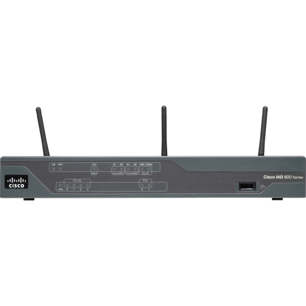 Cisco 881W Wi-Fi 4 IEEE 802.11n  Wireless Integrated Services Router - 2.40 GHz ISM Band - 3 x Antenna - 6.75 MB/s Wireless Speed - 4 x Network Port - -  C881WD-A-K9