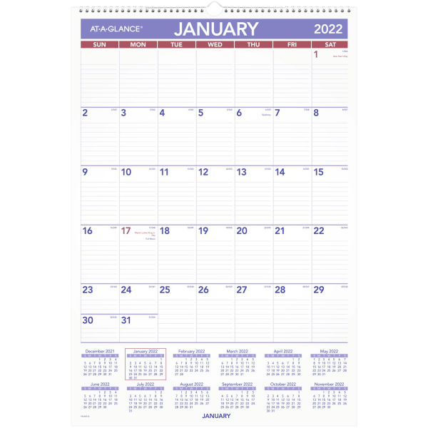 At-A-Glance Write-on/Wipe-off Laminated Monthly Wall Calendar AAGPMLM0328