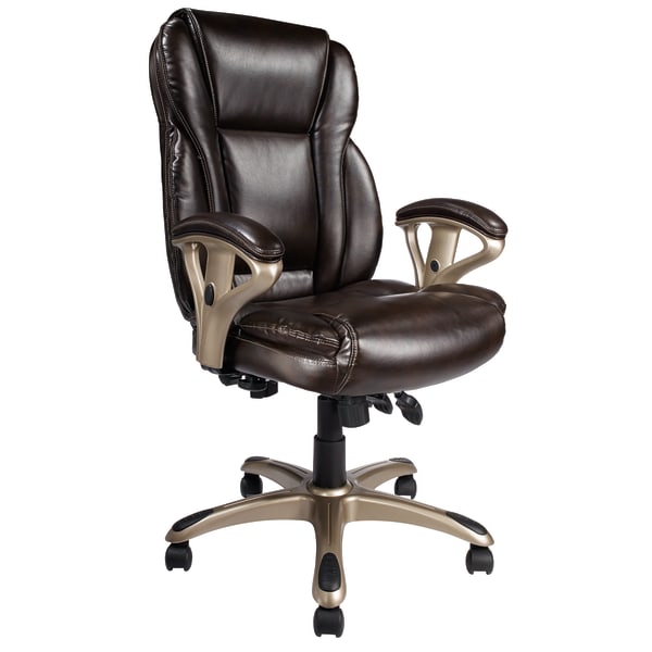 UPC 011491066574 product image for Realspace� MFMC400 Bonded Leather Multifunction High-Back Chair, Brown | upcitemdb.com