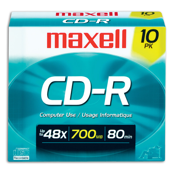 Maxell CDR Media With Jewel Cases 700MB80 Minutes Pack Of 10