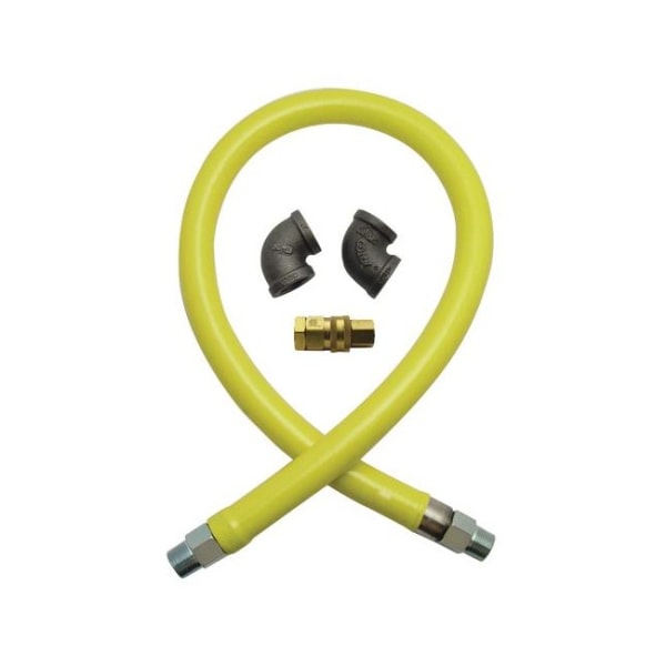 T&S Brass Safe-T-Link Gas Hose, 3/4 x 48, Yellow