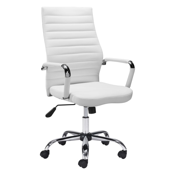 Zuo Modern Primero Ergonomic Faux Leather High-Back Office Chair, White -  101822