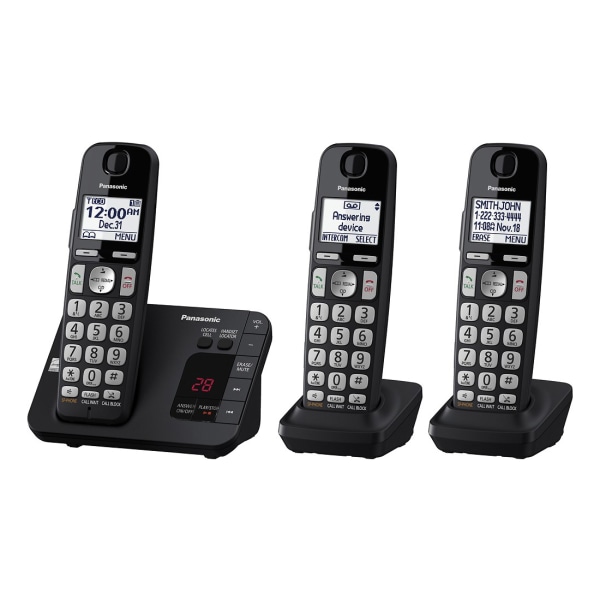 Panasonic® DECT 6.0 Expandable 3-Handset Digital Cordless Phone System With Digital Answering Machine, KX-TGE433B