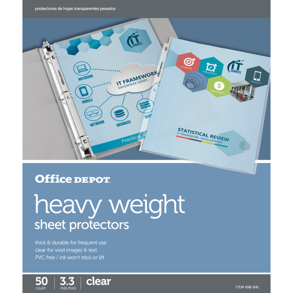 Office Depot® Brand Heavyweight Sheet Protectors, 81/2" x 11", Clear