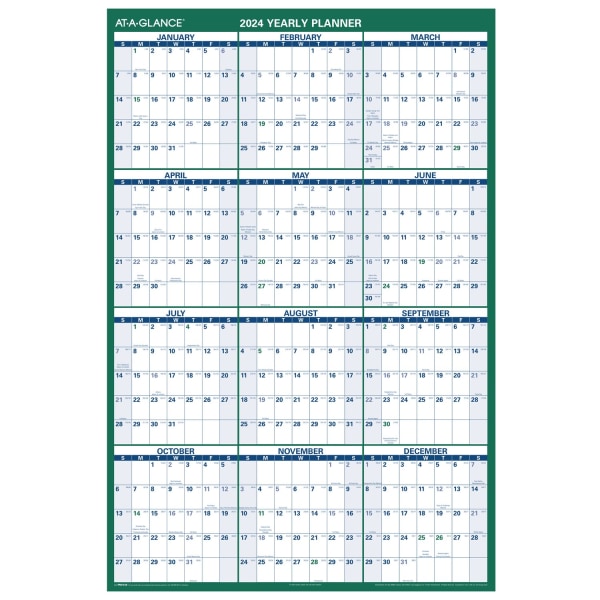 AT-A-GLANCE 2024 Vertical Reversible Erasable Wall Calendar Extra Large 48 x 32