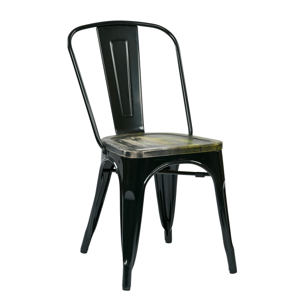 Office Star Bristow Armless Chairs with Wood Seats, Ash Crazy Horse/Black, Set Of 2 Chairs