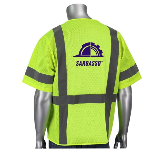 Custom 5-Pocket Value Mesh Safety Vests, Safety Yellow, Set Of 19 Vests