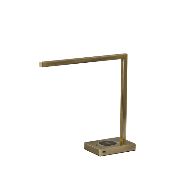 Photos - Floodlight / Street Light Adesso � Aidan AdessoCharge LED Desk Lamp, 16"H, Antique Brass 4220-21