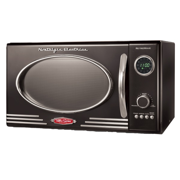 Nostalgia Electrics Retro 0.9 Cu Ft 800-Watt Countertop Microwave, Black