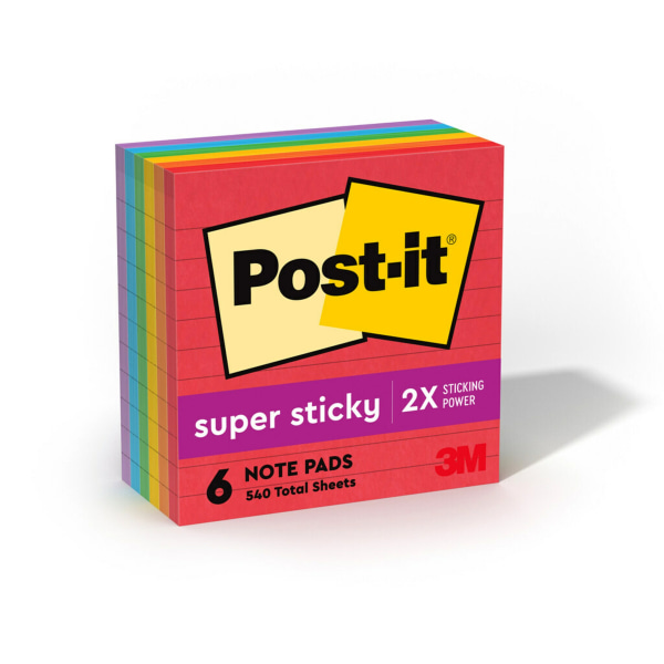 Photos - Self-Stick Notes Post-it Super Sticky Notes, 6 Pads, 4 in x 4 in, 2x the Sticking Power, Sc 