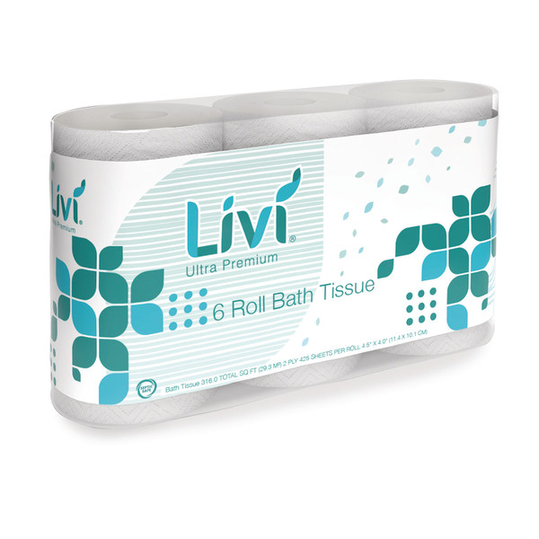 Livi Ultra Premium Bath Tissue 2Ply White 425 Sheets 36 RollsCarton