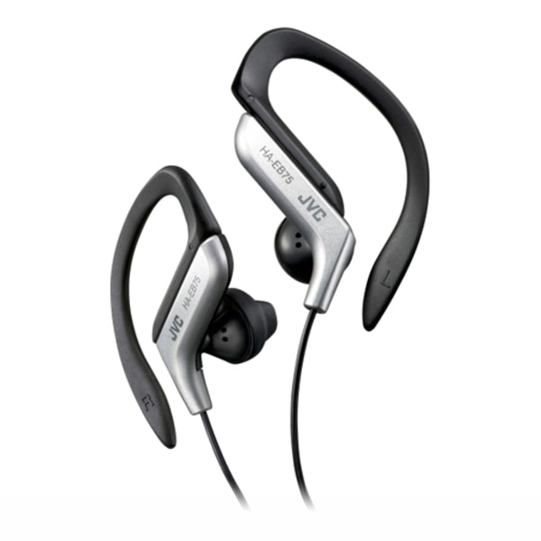 JVC Ear-Clip Headphones for Light Sports With Bass Enhancement, Black/Silver -  HAEB75S
