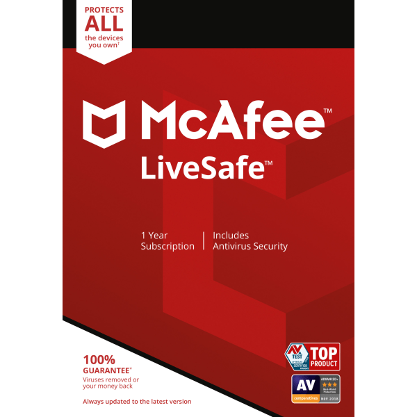 LiveSafe, For Unlimited Devices, Antivirus Security Software, 1-Year Subscription, Product Key