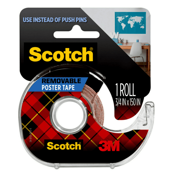 Scotch Removable Poster Tape  Clear  3/4 in x 150 in  1 Roll