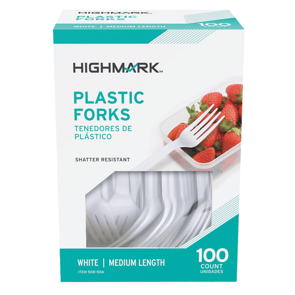 UPC 735854906856 product image for Highmark® Medium-Length Plastic Cutlery, Forks, Pack Of 100 Forks | upcitemdb.com