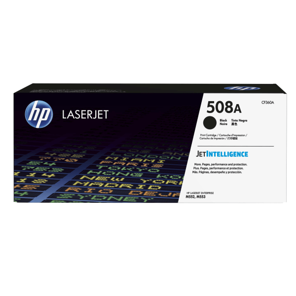 HP 508A Black Standard Yield Toner Cartridge, Prints Up to 6,000 Pages (CF360A) | Quill