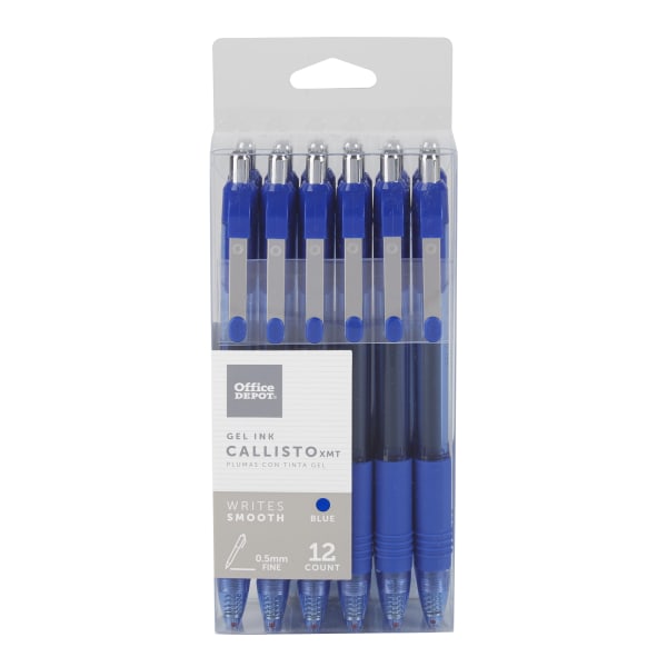 Office Depot® Brand Soft-Grip Retractable Gel Pens, Fine Point, 0.5 mm ...