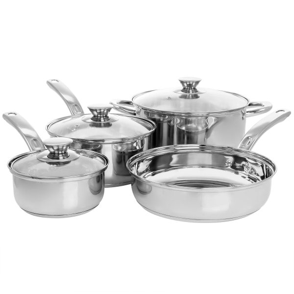 UPC 085081509314 product image for Gibson Home Anston 7-Piece Stainless Steel Cookware Set, Silver | upcitemdb.com