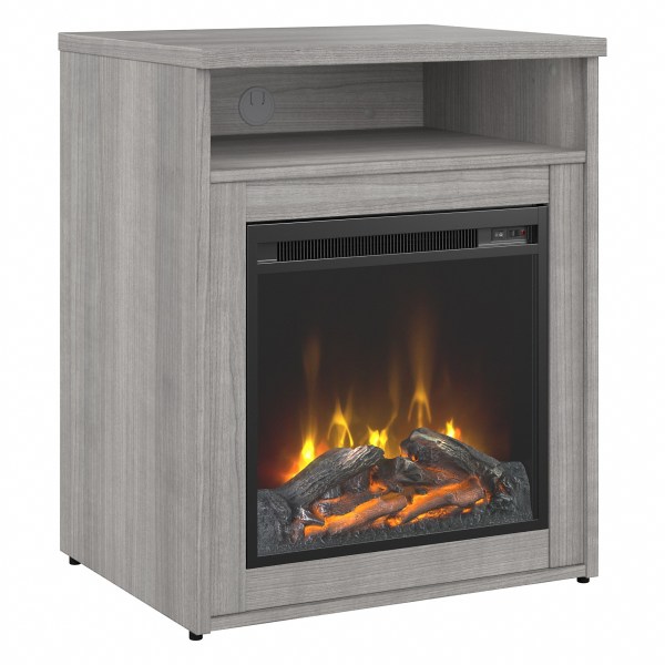 Bush® Business Furniture 400 Series 24""W Electric Fireplace With Shelf, Platinum Gray, Standard Delivery -  Bush Business Furniture, 400S124PGFR-Z