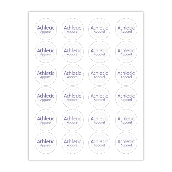 Custom Printed 2-Color Laser Sheet Labels And Stickers, 1-2/3" Round Circle, 24 Per Sheet, 100 Sheets Per Box